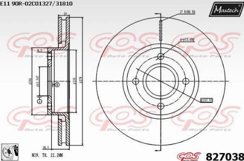 Maxtech 827038.0080 - Тормозной диск autospares.lv