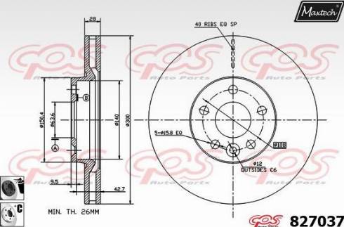 Maxtech 827037.6060 - Тормозной диск autospares.lv