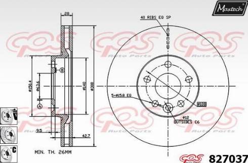 Maxtech 827037.6980 - Тормозной диск autospares.lv