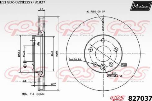 Maxtech 827037.0000 - Тормозной диск autospares.lv