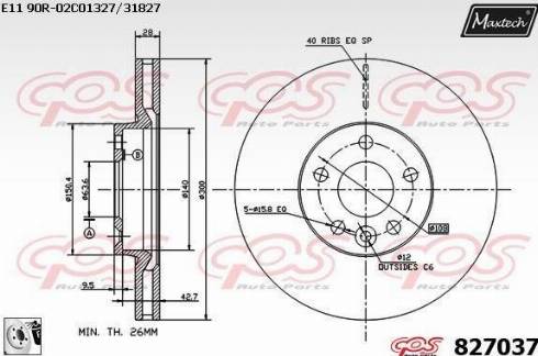 Maxtech 827037.0080 - Тормозной диск autospares.lv