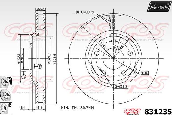 Maxtech 881415 - Тормозной диск autospares.lv