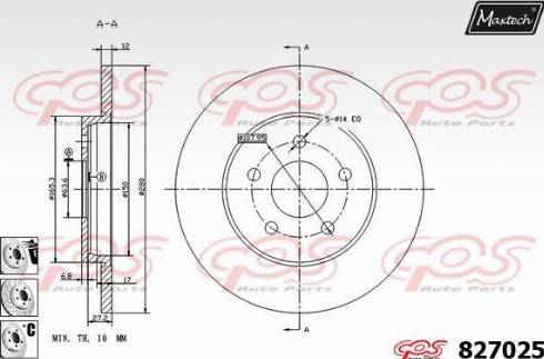 Maxtech 827025.6880 - Тормозной диск autospares.lv