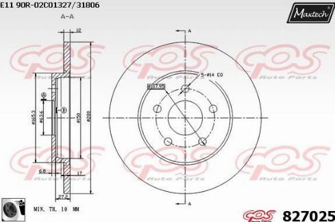 Maxtech 827025.0060 - Тормозной диск autospares.lv