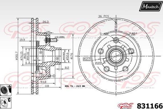 Maxtech 827026 - Тормозной диск autospares.lv