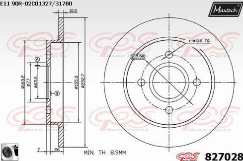 Maxtech 827028.0060 - Тормозной диск autospares.lv