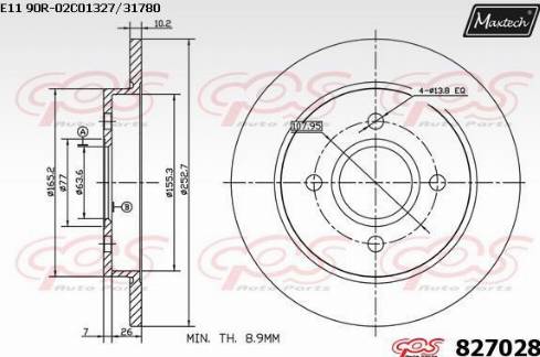 Maxtech 827028.0000 - Тормозной диск autospares.lv