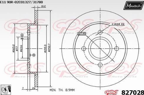 Maxtech 827028.0080 - Тормозной диск autospares.lv