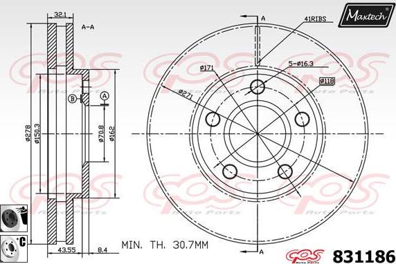 Maxtech 827028 - Тормозной диск autospares.lv