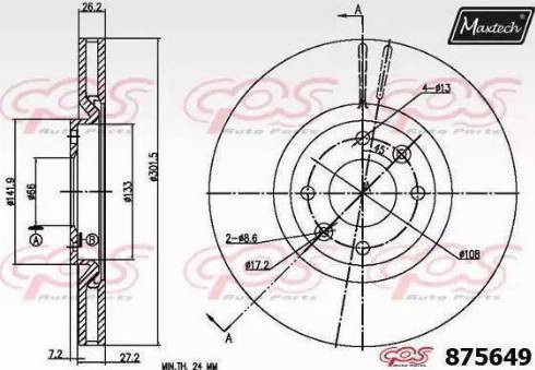 Maxtech 875649.6060 - Тормозной диск autospares.lv