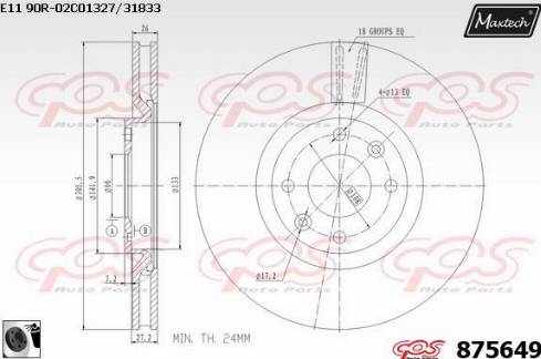 Maxtech 875649.0060 - Тормозной диск autospares.lv