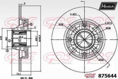 Maxtech 875644.0005 - Тормозной диск autospares.lv