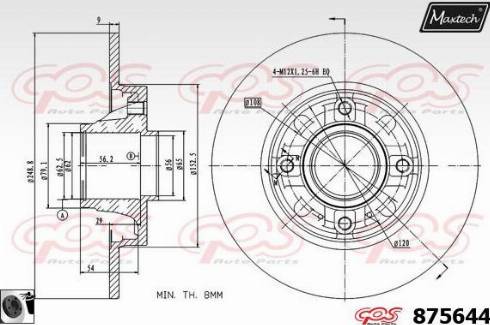 Maxtech 875644.0065 - Тормозной диск autospares.lv