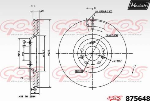 Maxtech 875648.0000 - Тормозной диск autospares.lv