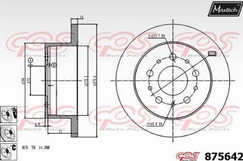 Maxtech 875642.6880 - Тормозной диск autospares.lv