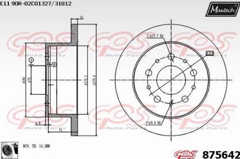 Maxtech 875642.0060 - Тормозной диск autospares.lv