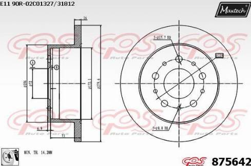 Maxtech 875642.0080 - Тормозной диск autospares.lv