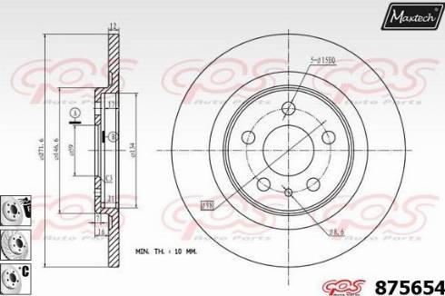 Maxtech 875654.6980 - Тормозной диск autospares.lv