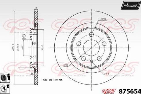 Maxtech 875654.6060 - Тормозной диск autospares.lv