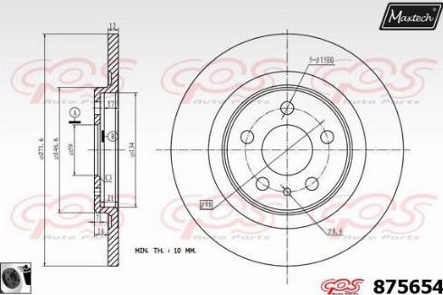 Maxtech 875654.0060 - Тормозной диск autospares.lv