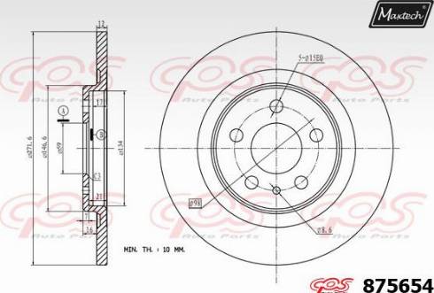 Maxtech 875654.0000 - Тормозной диск autospares.lv