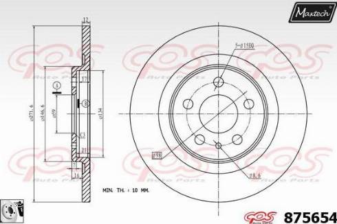 Maxtech 875654.0080 - Тормозной диск autospares.lv