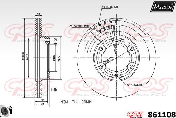 Maxtech 875654 - Тормозной диск autospares.lv