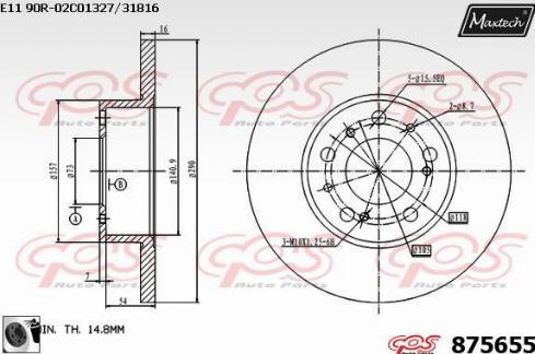 Maxtech 875655.0060 - Тормозной диск autospares.lv