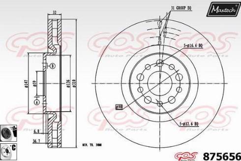 Maxtech 875656.6060 - Тормозной диск autospares.lv