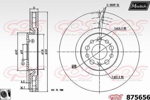 Maxtech 875656.0060 - Тормозной диск autospares.lv