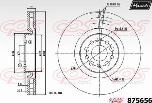 Maxtech 875656.0000 - Тормозной диск autospares.lv