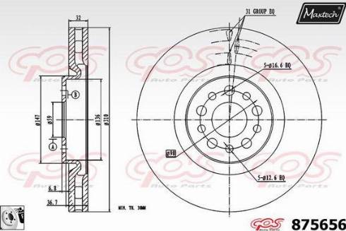 Maxtech 875656.0080 - Тормозной диск autospares.lv