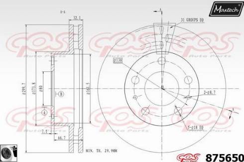 Maxtech 875650.0060 - Тормозной диск autospares.lv