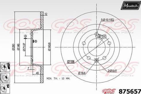 Maxtech 875657.6980 - Тормозной диск autospares.lv