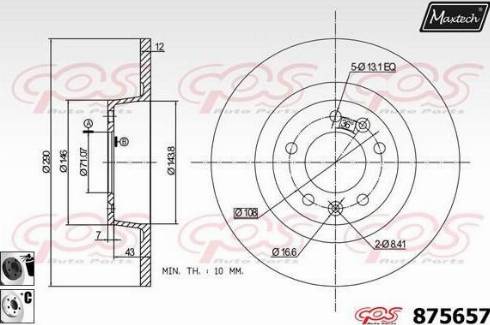 Maxtech 875657.6060 - Тормозной диск autospares.lv