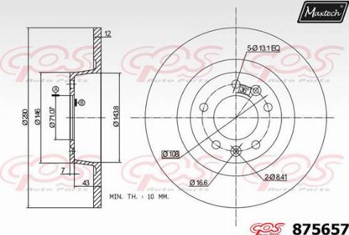 Maxtech 875657.0000 - Тормозной диск autospares.lv