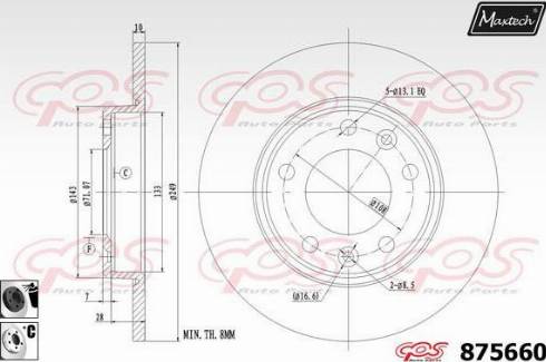 Maxtech 875660.6060 - Тормозной диск autospares.lv