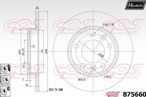 Maxtech 875660.6880 - Тормозной диск autospares.lv