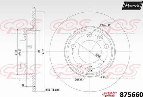 Maxtech 875660.0000 - Тормозной диск autospares.lv