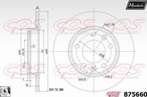 Maxtech 875660.0080 - Тормозной диск autospares.lv