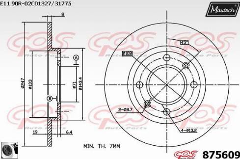 Maxtech 875609.0060 - Тормозной диск autospares.lv