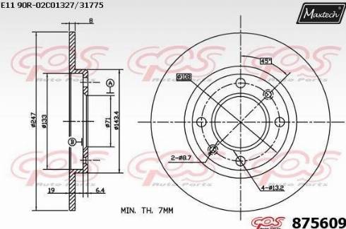 Maxtech 875609.0000 - Тормозной диск autospares.lv