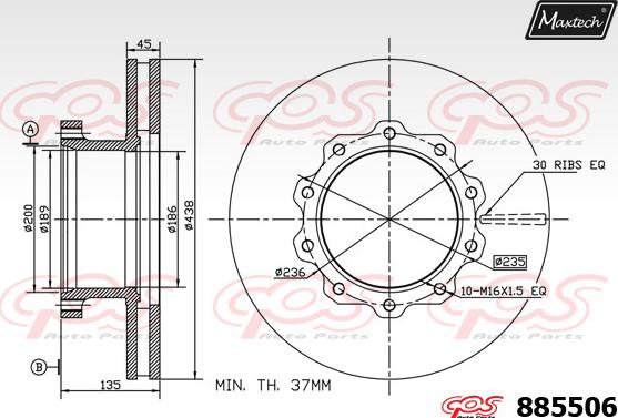 Maxtech 875609 - Тормозной диск autospares.lv