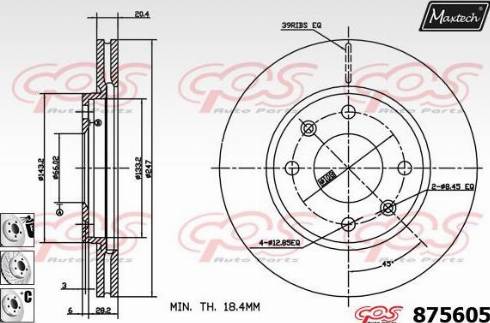 Maxtech 875605.6980 - Тормозной диск autospares.lv