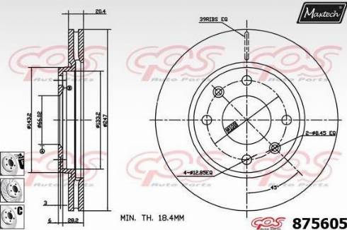 Maxtech 875605.6880 - Тормозной диск autospares.lv