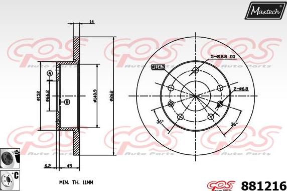 Maxtech 875605 - Тормозной диск autospares.lv