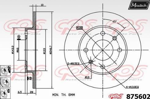 Maxtech 875602.6880 - Тормозной диск autospares.lv