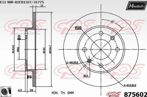 Maxtech 875602.0060 - Тормозной диск autospares.lv