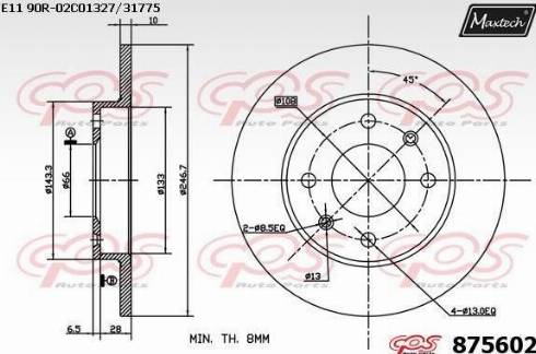 Maxtech 875602.0000 - Тормозной диск autospares.lv