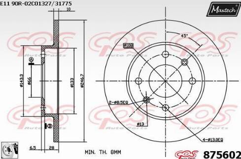 Maxtech 875602.0080 - Тормозной диск autospares.lv